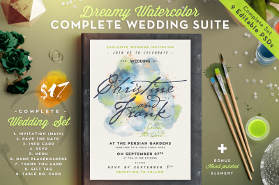 Dreamy Watercolor Wedding Suite III