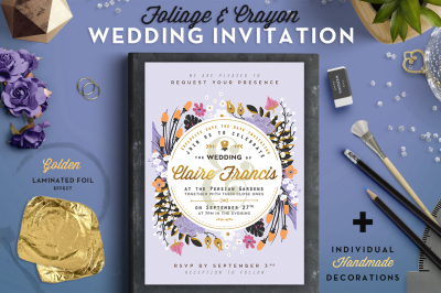 Foil & Crayon Wedding Invite III