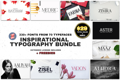 330+ Fonts in 1 Typography Bundle