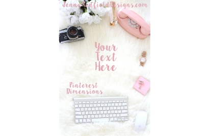 Pinterest Pink & Gold Sheepskin Styled Stock Photo