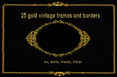 25 golden vintage frames and borders