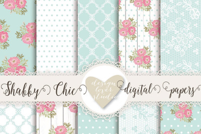 Shabby chic Wood backround digital papers, rustic, digital papers, wood texture, powder blue wedding, romantic papers with roses