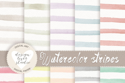 Watercolour Stripes Digital Papers, watercolor digital paper, watercolour pastel, digital papers, watercolour papers