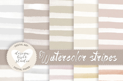 Watercolour Natural Stripes Digital Papers