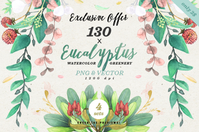 -90% Greenery Watercolor Eucalyptus 2