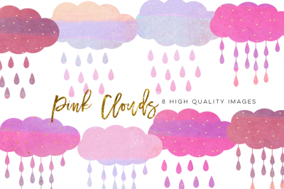 pink clouds clip art, nursery decor, brush cloud clip art, Watercolor Brush Stroke Pastel Pink, Gold pink clip art, sticker planner paper