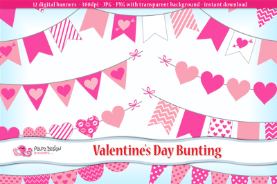 Valentine&#039;s day Bunting clipart