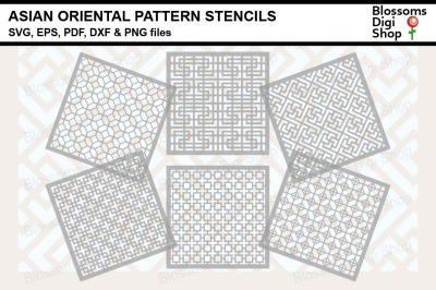 Asian Oriental Patterns Stencils SVG, EPS, PDF, DXF &amp; PNG files