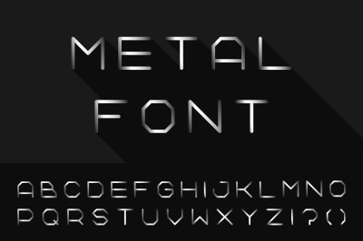 Metal font. Iron english alphabet