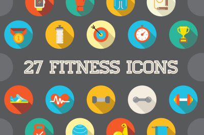 Awesome 27 Flat Vector Fitness Gym Icons