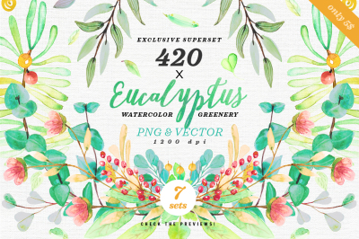 -50% Greenery Watercolor Eucalyptus 3