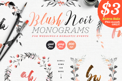 Blush Noir Wedding Monograms IV