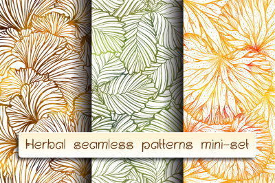Herbal seamless patterns mini-set