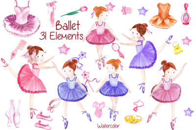 Watercolor ballerina clipart
