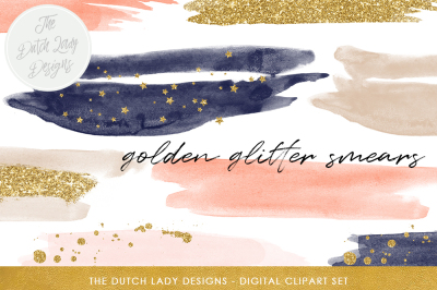 Watercolor Smear Clipart in Navy &amp; Blush