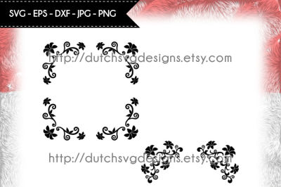 400 70572 4482e0ee69ebedd298a66243e66fbff0f1a39c08 2 corner border cutting files with flowers in jpg png svg eps dxf cricut svg silhouette cutting file flowers svg corner border svg diy