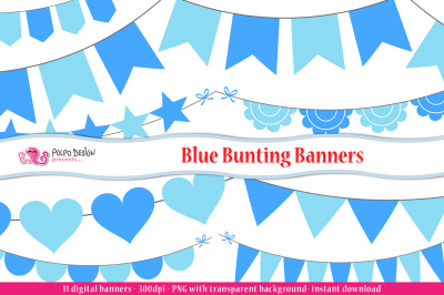 Blue Bunting Banners clipart