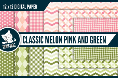 Classic pink and green digital paper