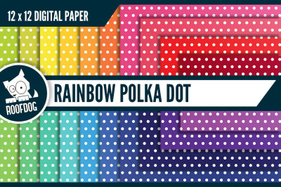 Rainbow polka dot digital paper