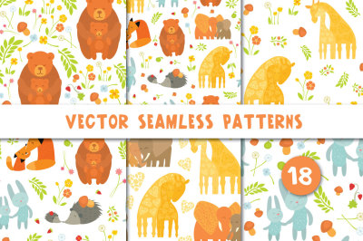 Vector Kid Patterns With Animals 