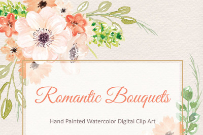 Watercolour Romantic Bouchet clipart, watercolor flower, color Floral Clipart, Leaf clipart, Wedding Clip Art, wedding invitation