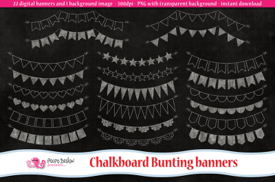 Chalkboard Bunting Banners clipart