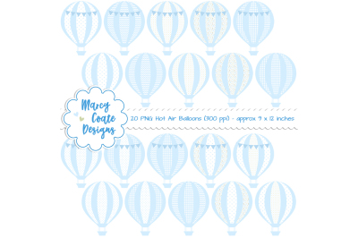 Baby Blue Hot Air Balloon Clipart PNG