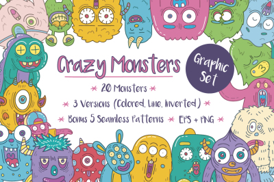 Crazy Monsters Graphic Set