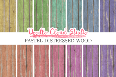 Distressed Wood digital paper, Pastel Rainbow Colors, Old Fence Wood Backgrounds, Real Rustic Wood textures, Instant Download Commercial Use