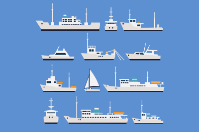 Vector vessels  ships, boats and trawler