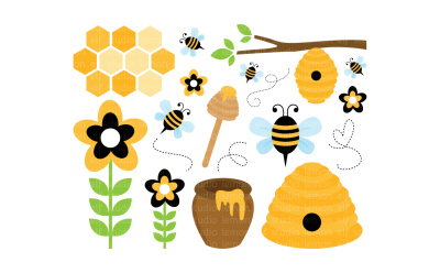 Sweet Honey Bees-Digital Clipart (LES.CL54)