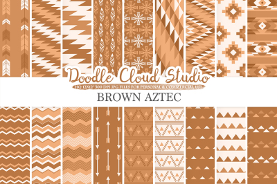 Brown Aztec digital paper Tribal patterns native triangles geometric ethnic arrows background Instant Download for Personal & Commercial Use