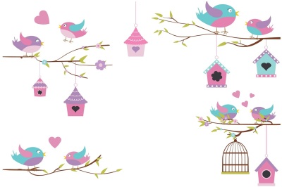 Pretty Bird Nest illustration Vector Pack