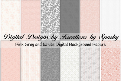 Pink Grey and White Digital Background Papers