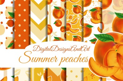 Summer peaches digital paper pack