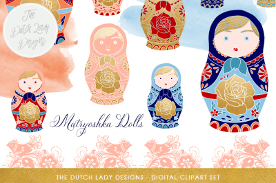 Russian Matryoshka Doll Clipart Set