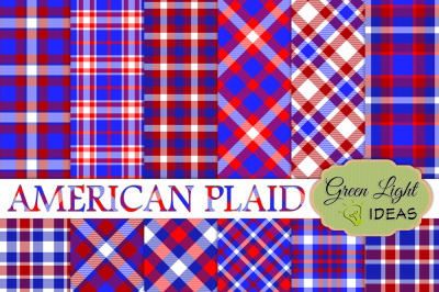 4th Of July Plaid Digital Papers