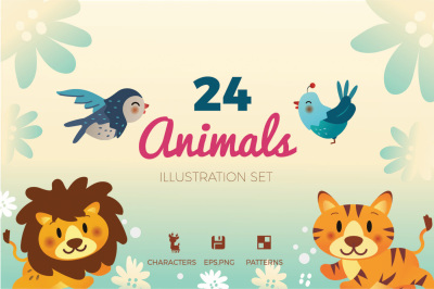 24 Animals Illustration Set
