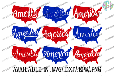 America USA - SVG, DXF, EPS Digital Cut Files