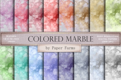 Colored marble digital paper