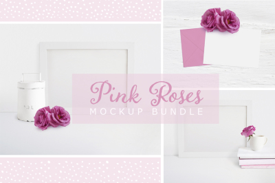 Pink Roses Quote Mockup Bundle