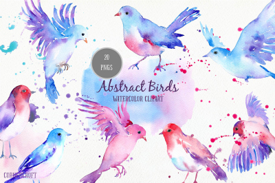 Watercolor Abstract Flying Bird 