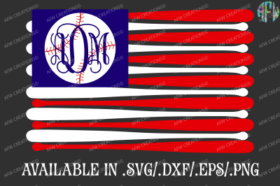 Baseball American Flag - SVG, DXF, EPS Cut Files