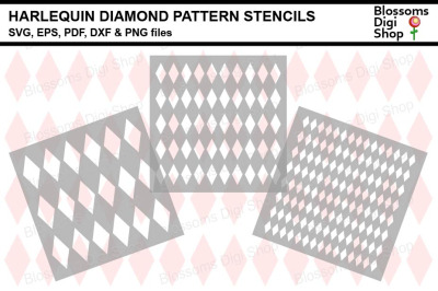 Harlequin Diamond Pattern Stencils SVG, EPS, PDF, DXF &amp; PNG files