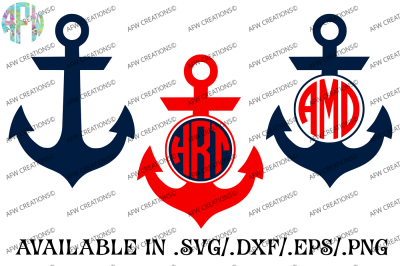 Monogram Nautical Anchors - SVG, DXF, EPS Cut Files