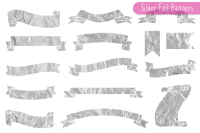 Silver Foil Ribbon Banner Clipart