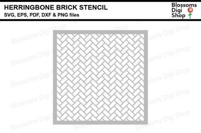 Herringbone Brick Stencil SVG, EPS. PDF, DXF and PNG files