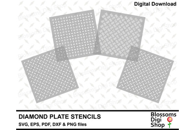 Diamond Plate Stencils SVG, EPS, PDF, DXF &amp; PNG files