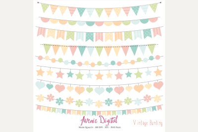 Vintage Bunting Banners Clipart