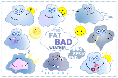 Cute Weather Emoji Vector Clipart